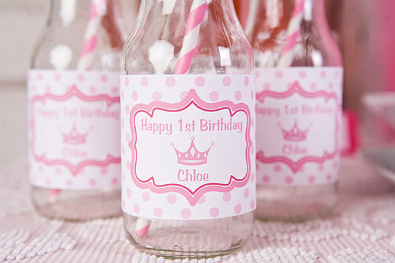 Princess Pinks Water Bottle Labels Birthday 570x380