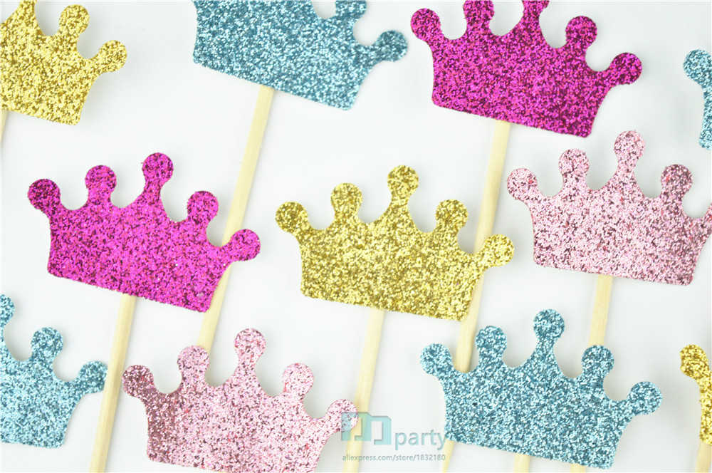 crown cupcake toppers glitter crowns princess party decorations font b prince b font font b birthday