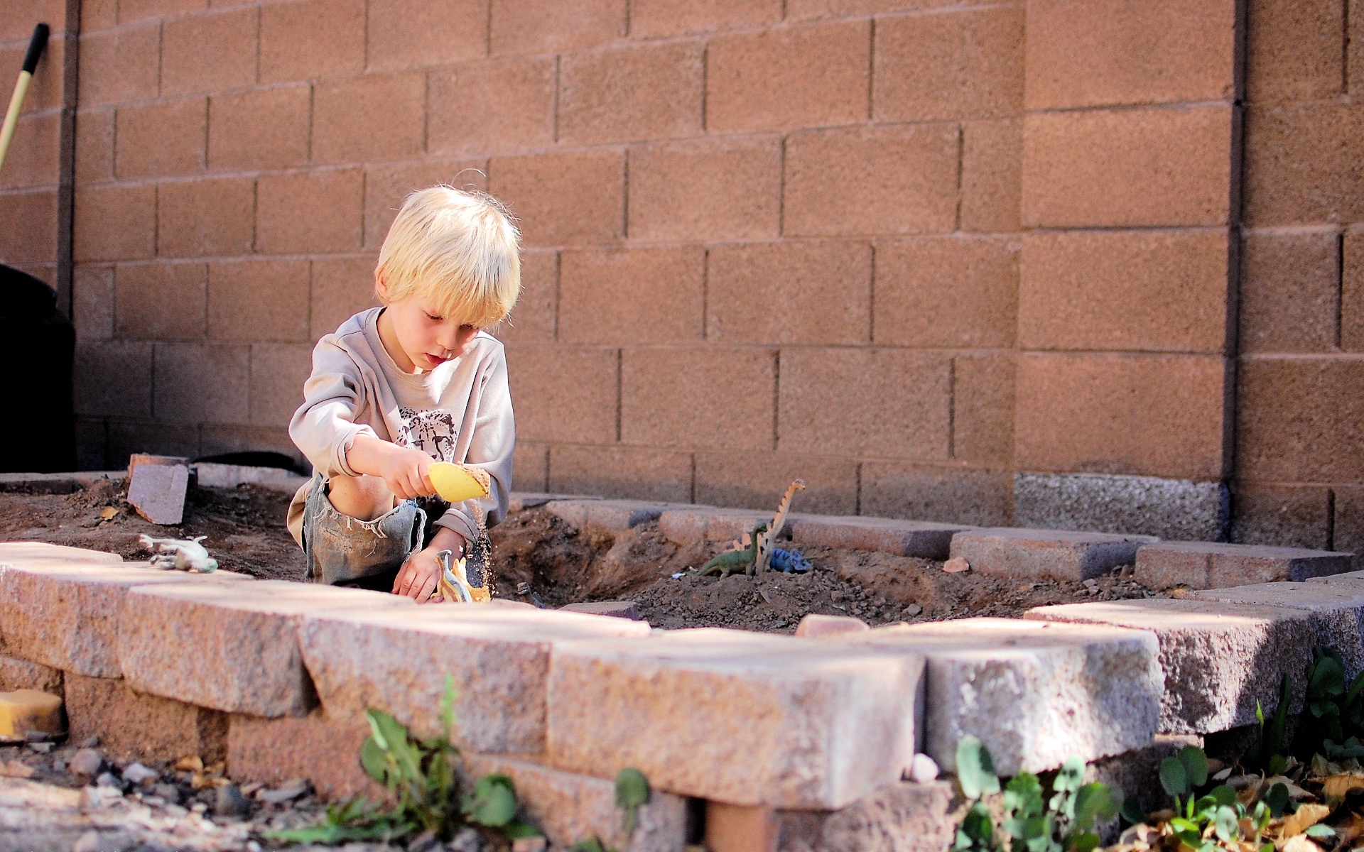 Small cute baby working