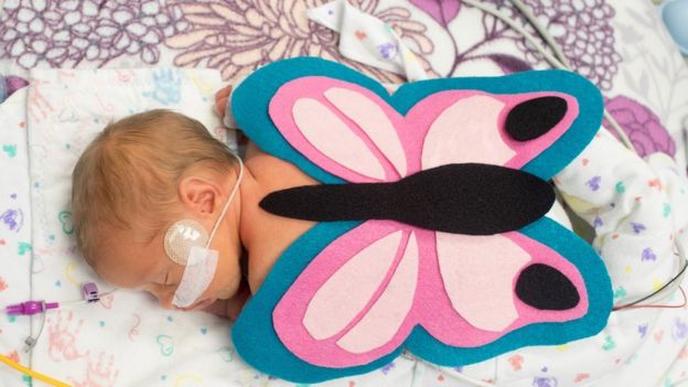 Baby in a butterfly costume