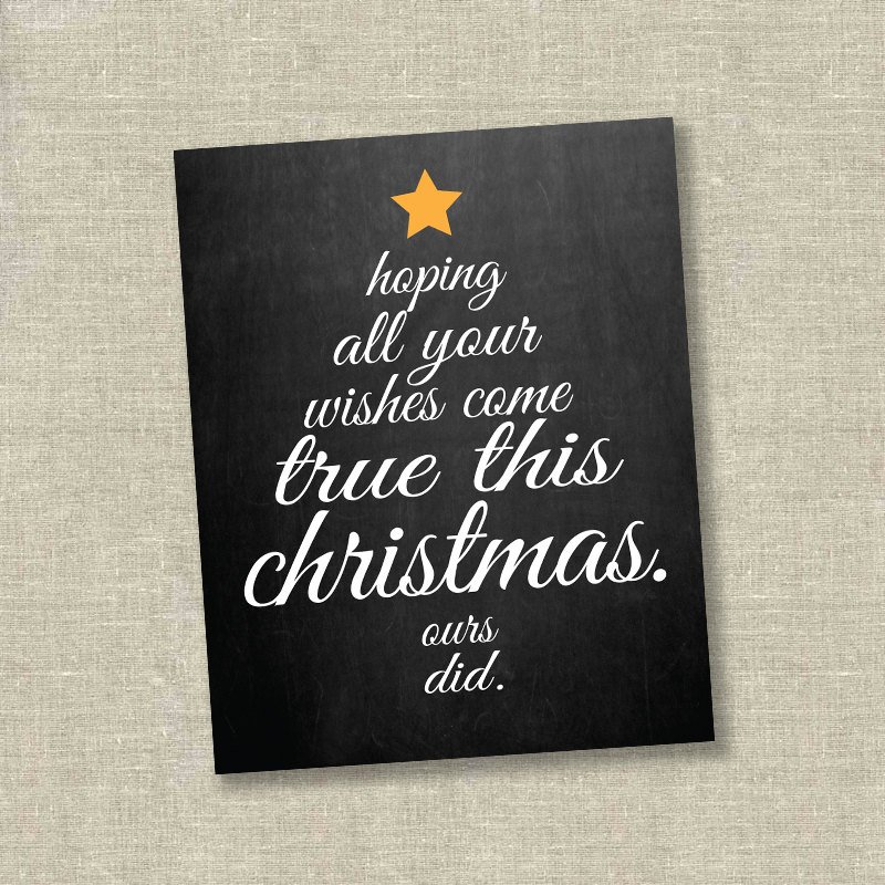 Chalkboard Christmas Tree Pregnancy Announcement Card
