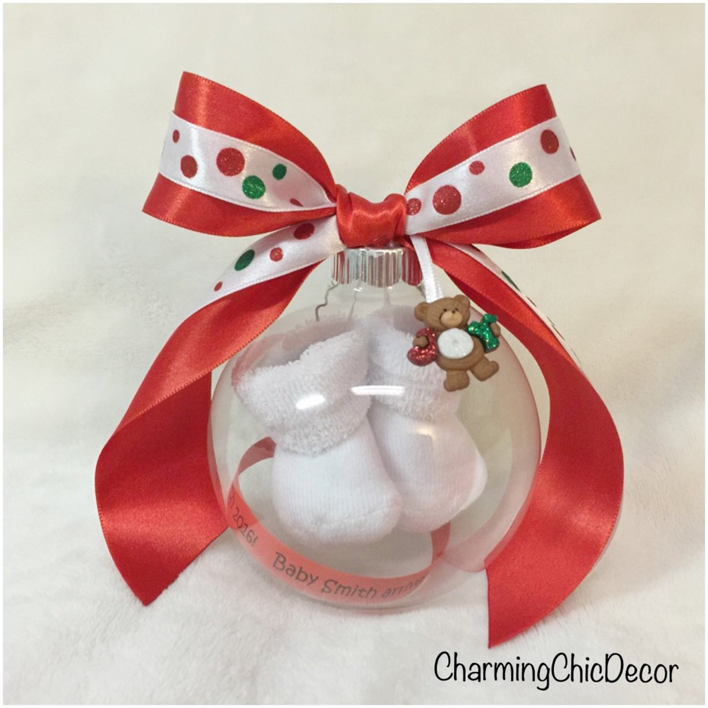 Floating Baby Bootie Pregnancy Reveal Ornament