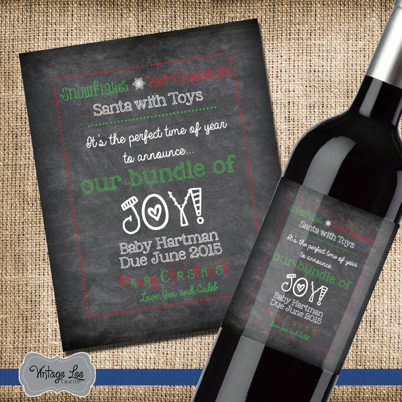 Personalized Baby Announcement Wine Bottle Label