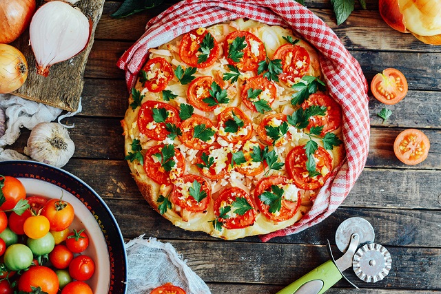 bigstock Veggie Pizza Pizza With Tomat 142824434