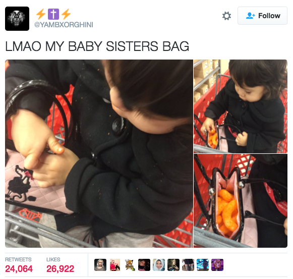 This little sister who packed the essentials.