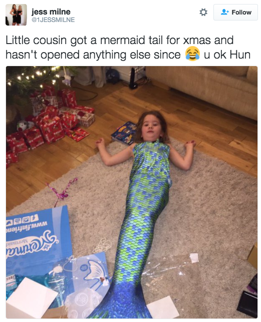 This cousin who loves her Christmas present.