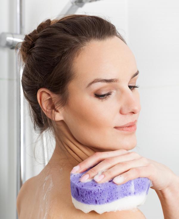 woman taking shower