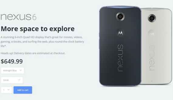 Nexus 6, διαθέσιμο από το website της Motorola