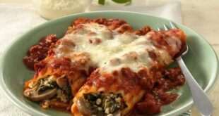 Manicotti με κιμά και σπανάκι