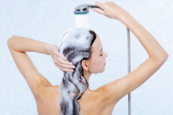 woman washing hair