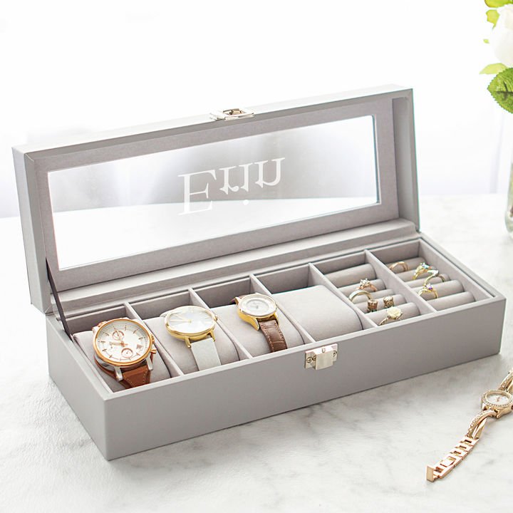 CathPersonalized Leatherette Watch & Jewelry Case