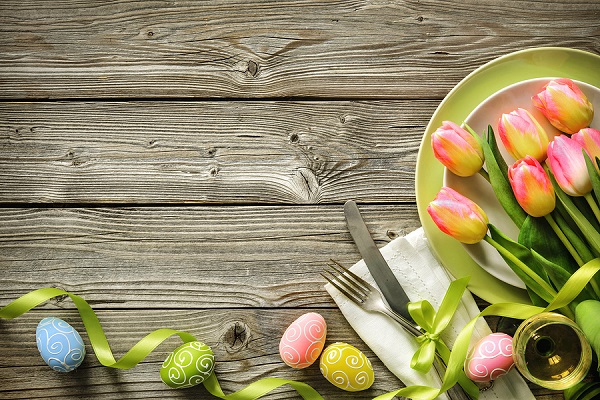 bigstock Easter table setting with spri 171333302
