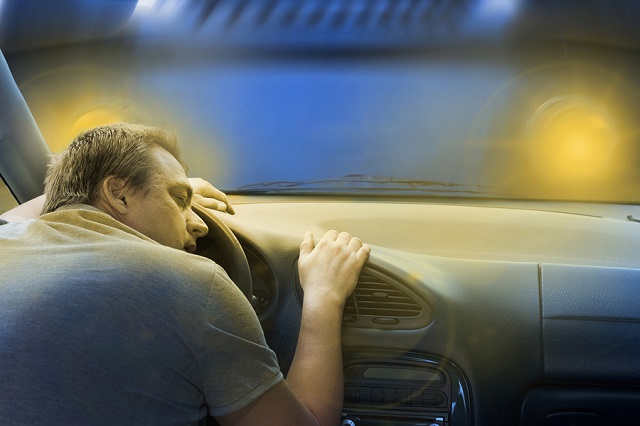 bigstock Sleeping Driver Before His Dea 111108941