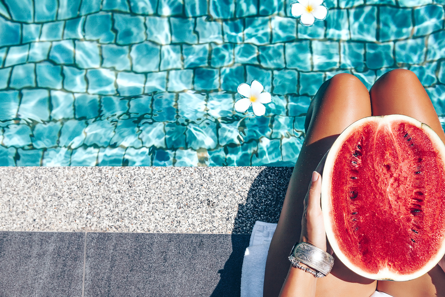 bigstock Girl holding watermelon in the 120914426