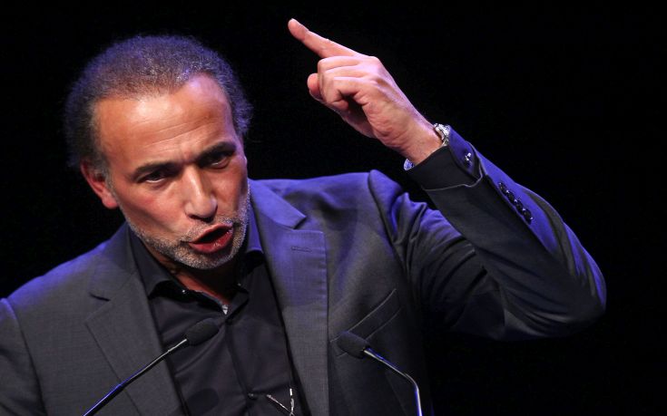 Muslim scholar Tariq Ramadan delivers a speech during a French Muslim organizations meeting in Lille, northern France, Sunday Feb.7, 2016. (AP Photo/Michel Spingler)
