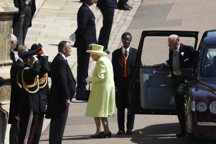 Britain's Queen Elizabeth and Prince Philip arrive for the wedding ceremony of Prince Harry and Meghan Markle at St. George's Chapel in Windsor Castle in Windsor, near London, England, Saturday, May 19, 2018. (Odd Anderson/pool photo via AP)