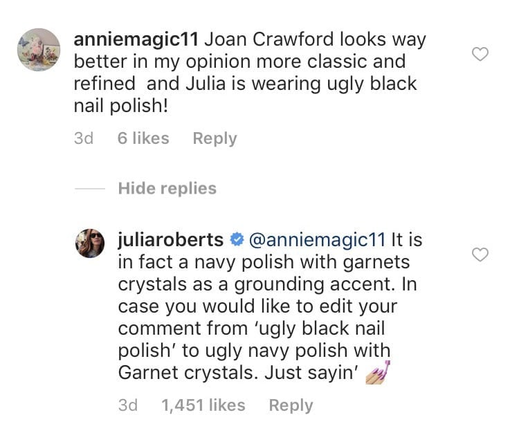Julia Roberts Clapback About Her Manicure
