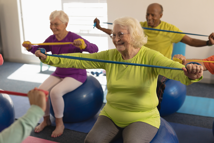bigstock Front view of happy senior peo 284211592